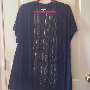 Short sleeve blue knitted cardigan